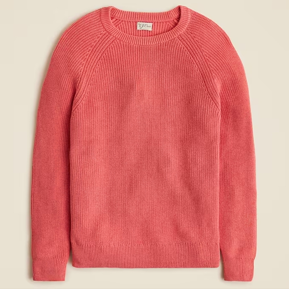J.Crew Heritage Cotton Ribbed Sweater LG Heather Geranium BNWT $118 1 Left!